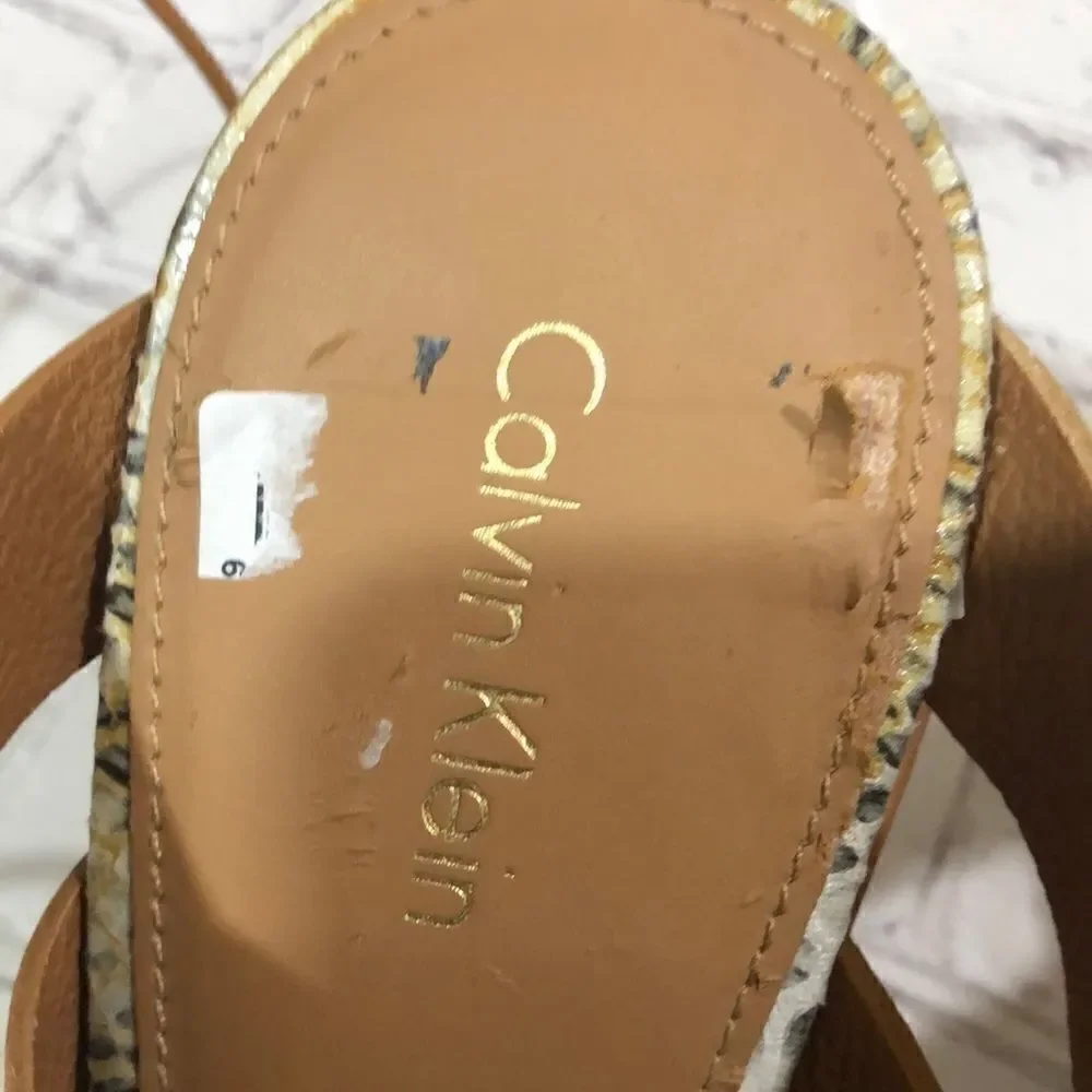 Calvin Klein Penelope tan strappy heels